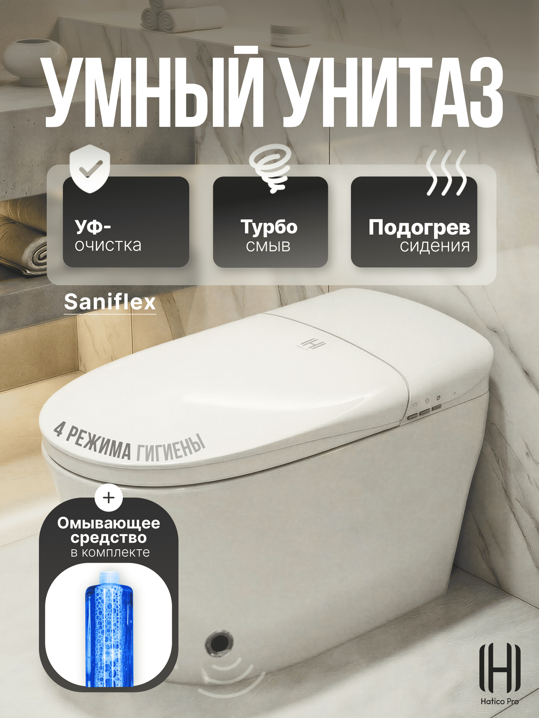 Умный смарт унитаз Hatico Pro Saniflex